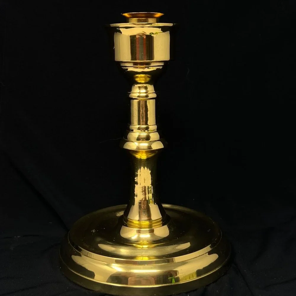 Candlestick / Candleholder Solid‎ Brass 7.25 Tall 5.25” Diameter Base